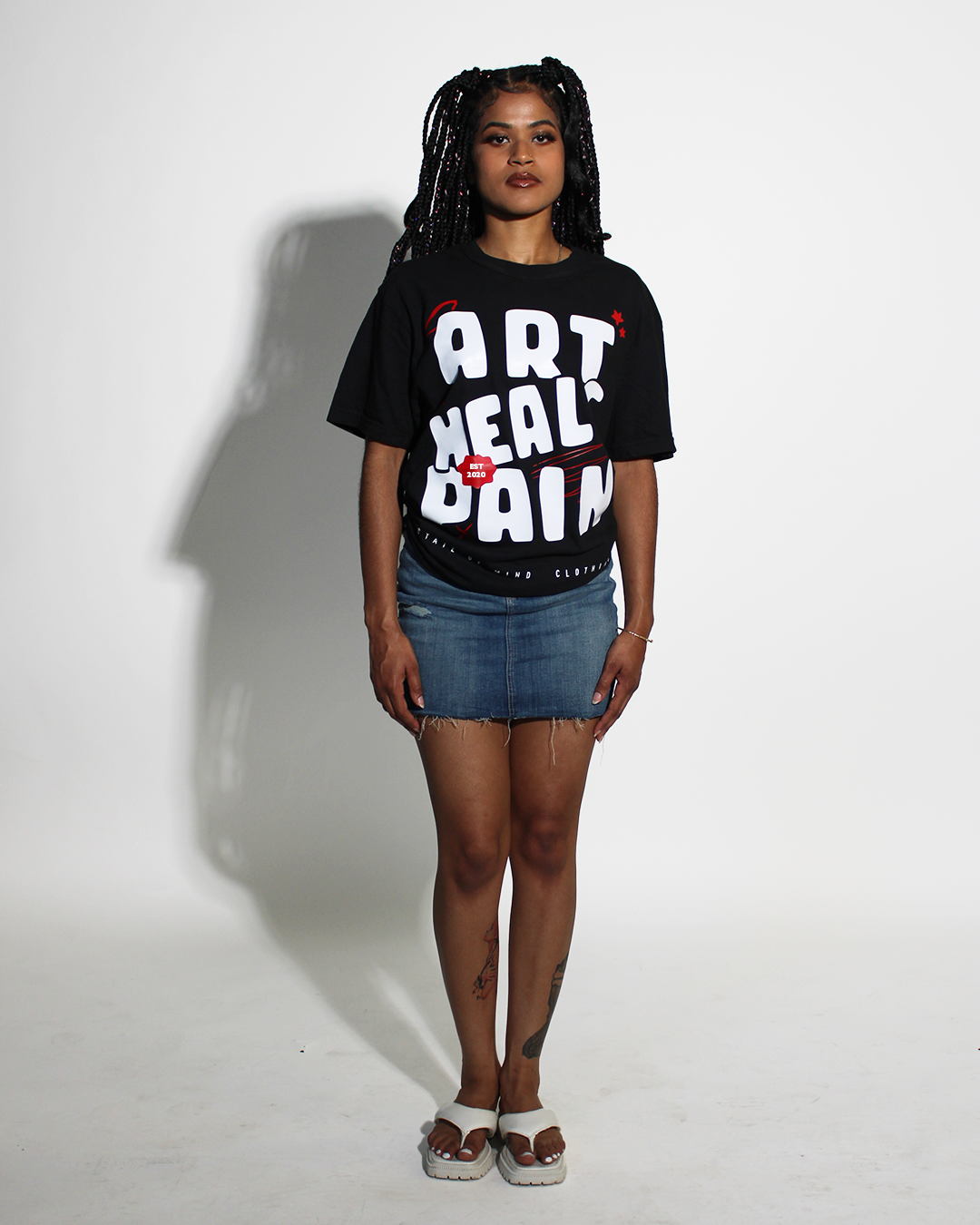 Black/Red "Art Heals Pain" T-Shirt