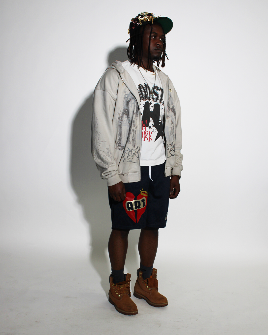 Navy Blue "Art Heals Pain" Mesh Shorts