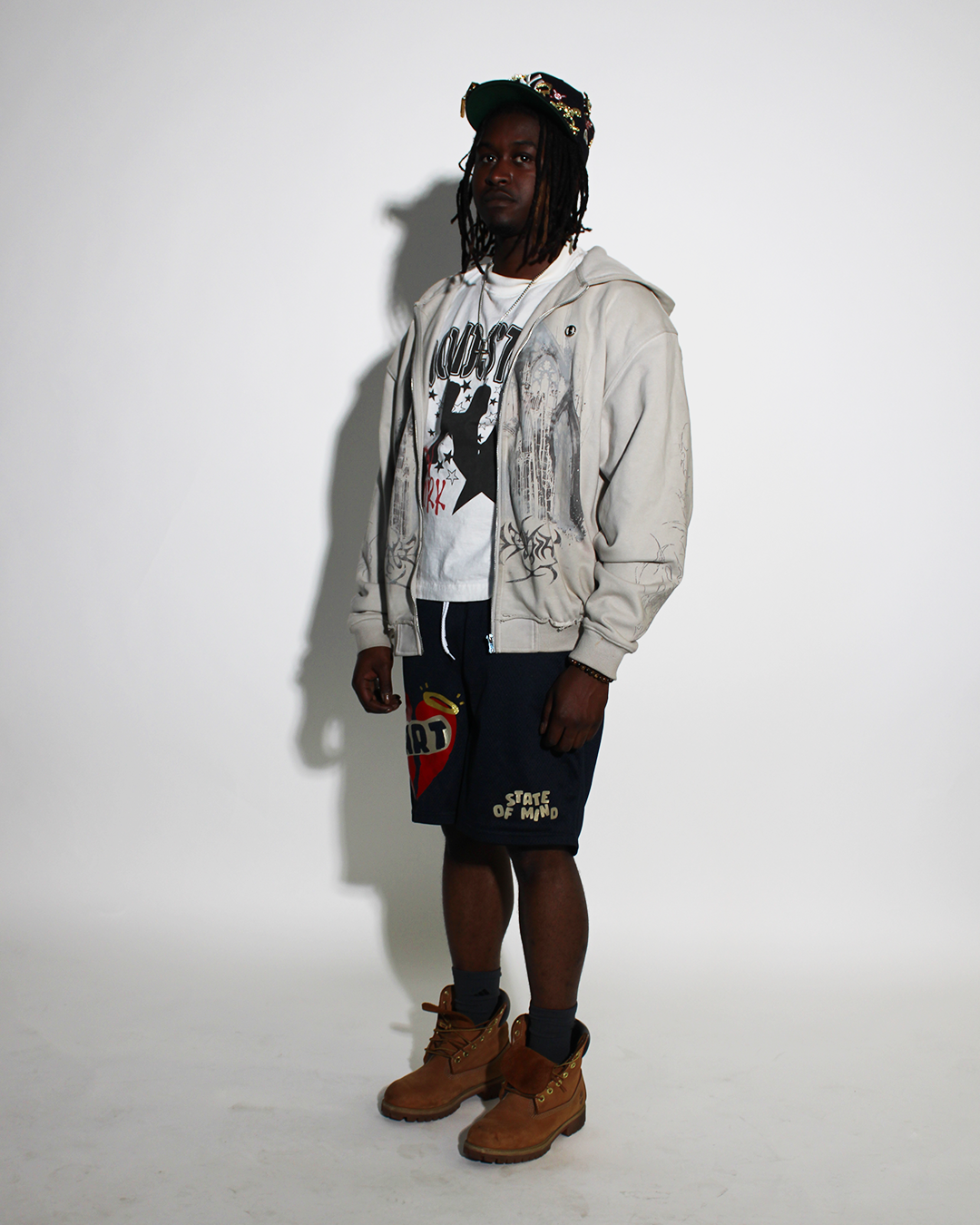 Navy Blue "Art Heals Pain" Mesh Shorts