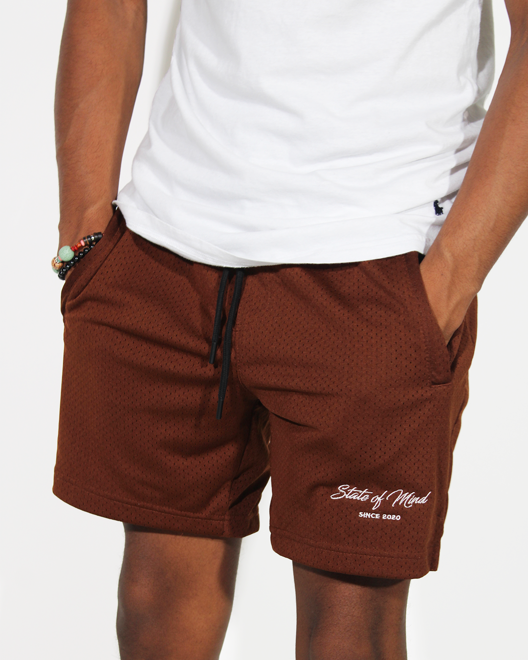 Brown Mesh Shorts