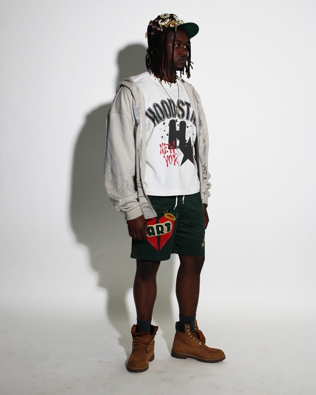 Forest Green "Art Heals Pain" Mesh Shorts