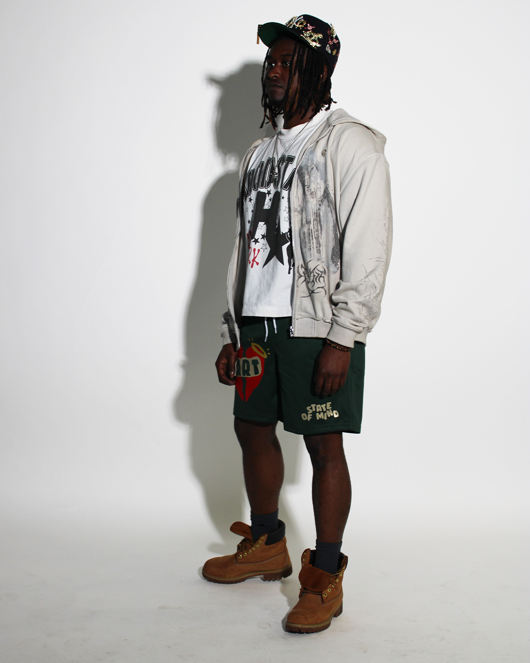 Forest Green "Art Heals Pain" Mesh Shorts
