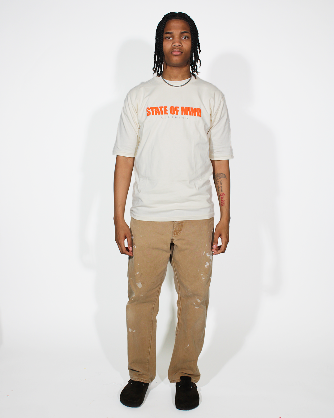 Cream/Orange Glitch Tee