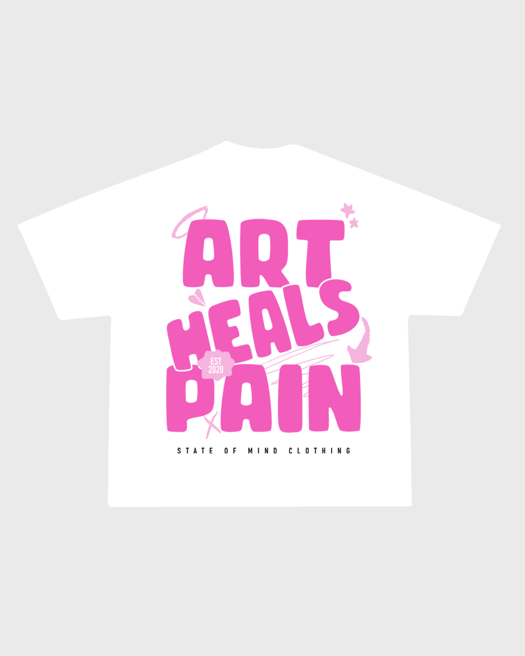 White/Pink "Art Heals Pain" T-Shirt
