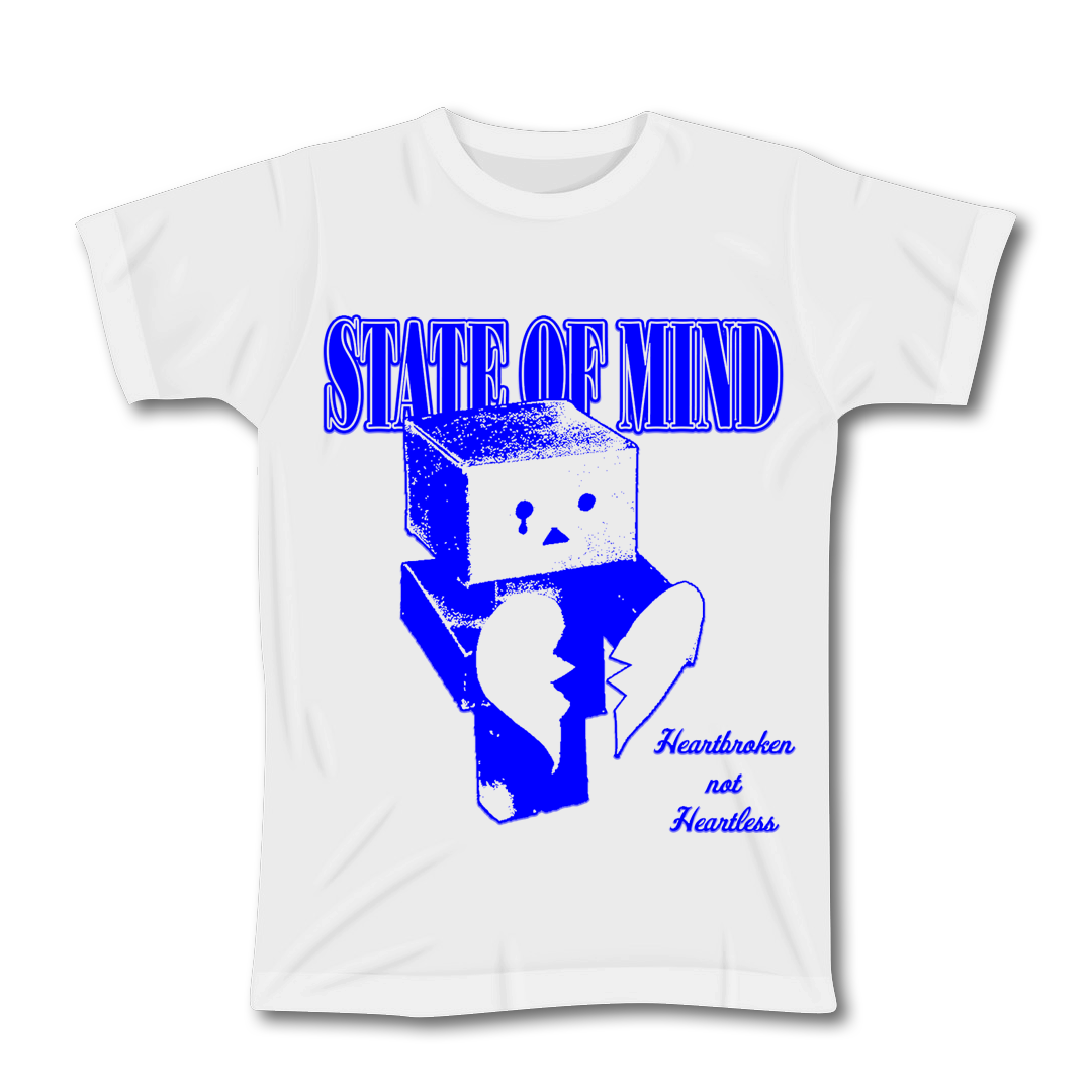 White/Blue Heartbroken Tee