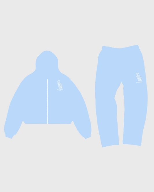 Baby Blue State of Mind Heavy Zip-Up Sweatsuit