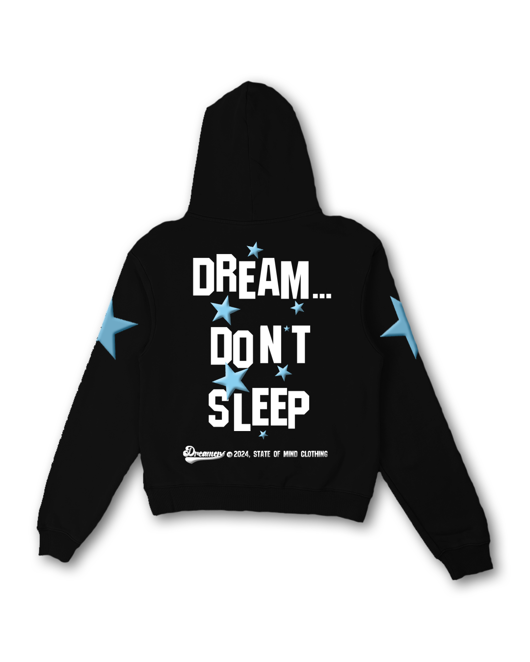 Black Oversized Dreamer's Zip-Up Hoodie