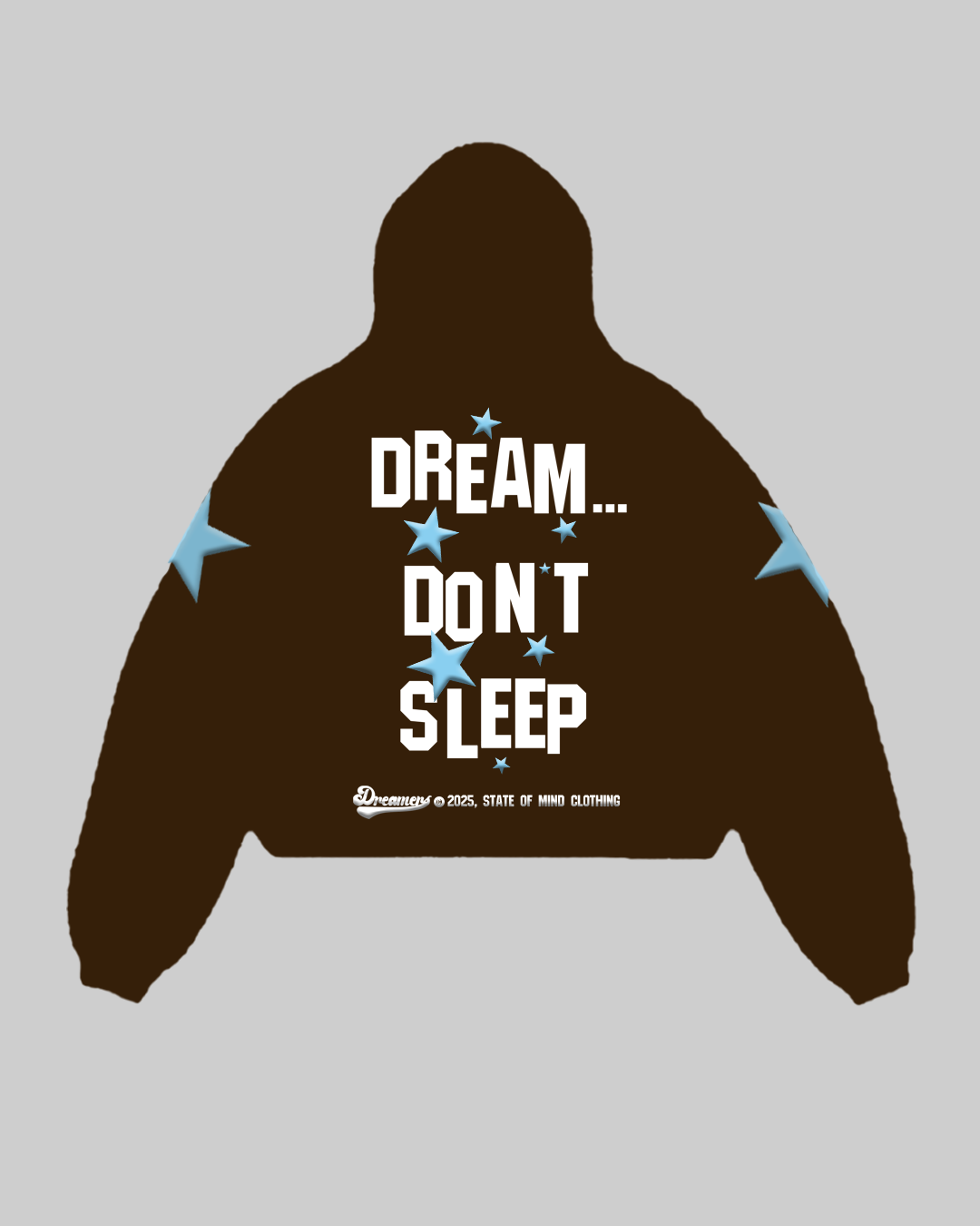 Brown Oversized Dreamer's Zip-Up Hoodie