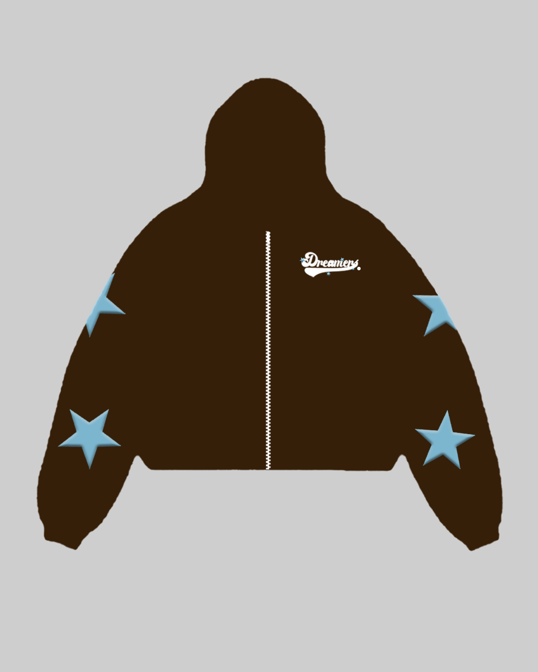 Brown Oversized Dreamer's Zip-Up Hoodie